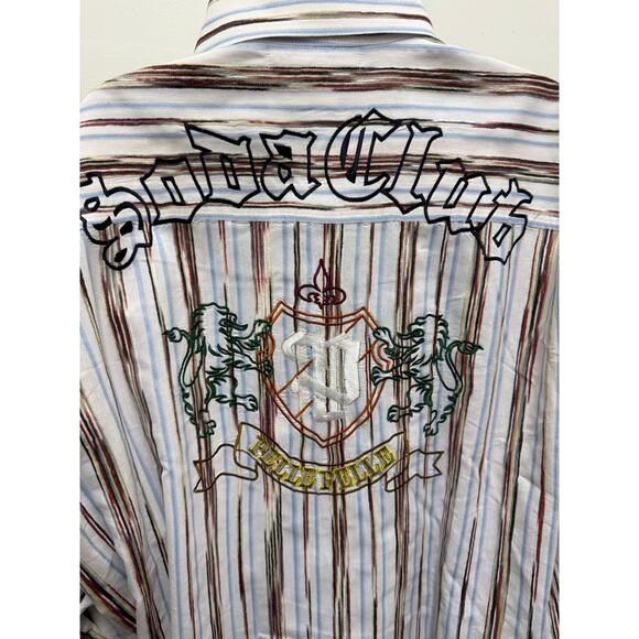 VTG 90's PELLE PELLE Soda Club Mens 2XL 100% cotton Button up shirt embroidered